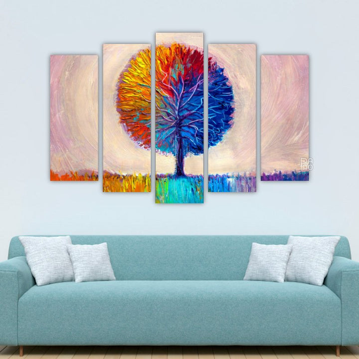 Colorful tree - landscape with oil painting