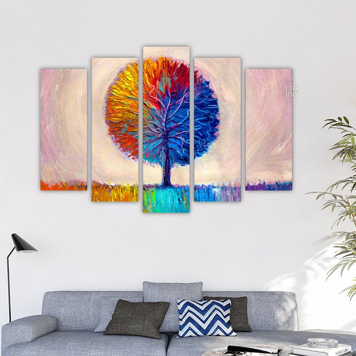 Colorful tree - landscape with oil painting