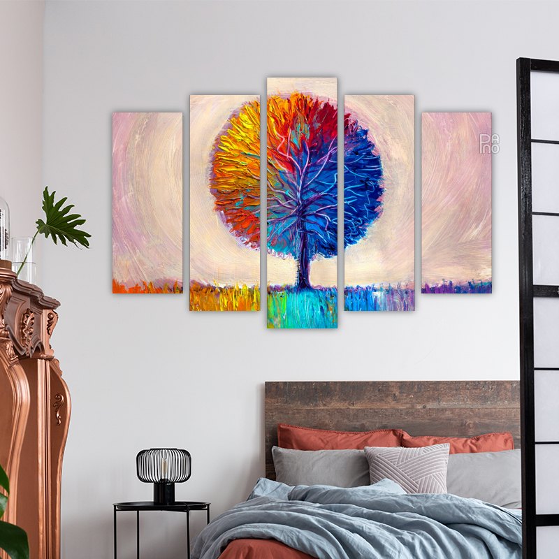 Colorful tree - landscape with oil painting
