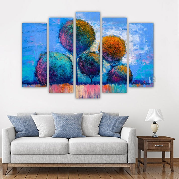 Landscape of colorful trees with oil painting