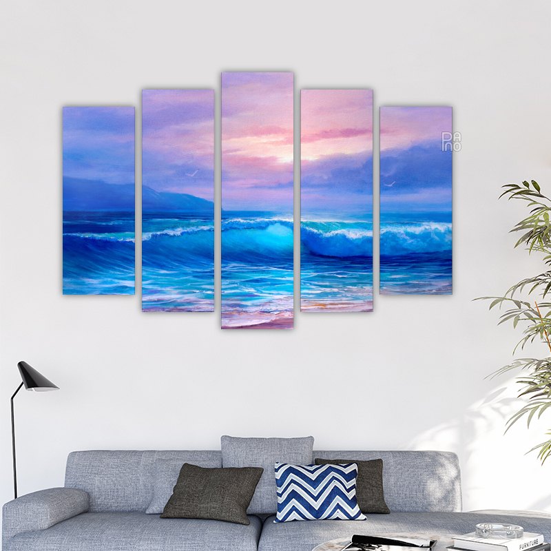 Oil painting of sea and beach