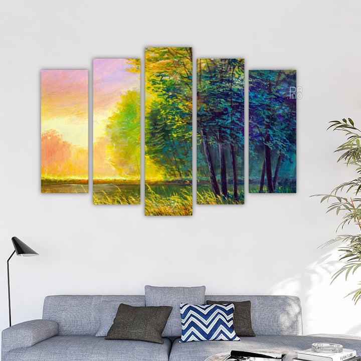 Landscape with river with oil painting