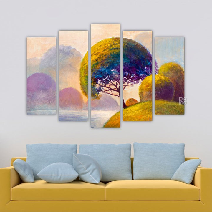 Landscape with colorful forest and river