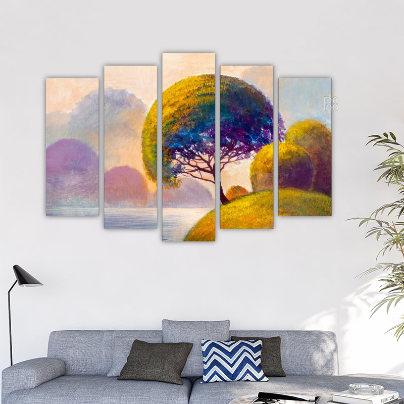 Landscape with colorful forest and river