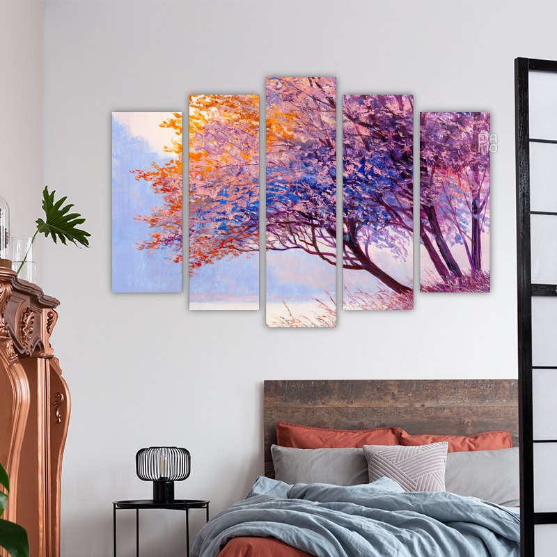 Landscape with colorful autumn forest