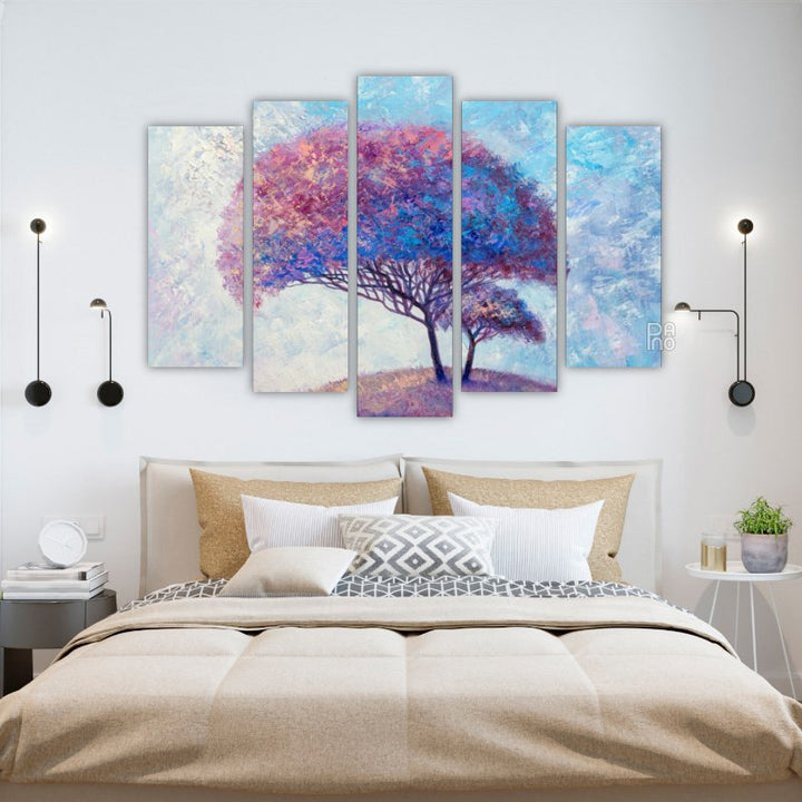 Landscape with colorful abstract trees