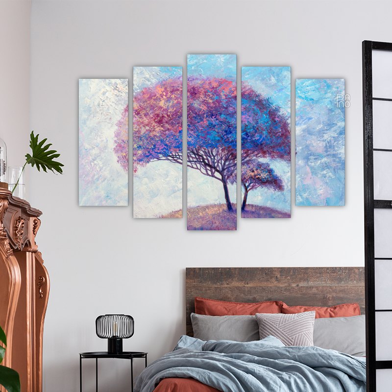 Landscape with colorful abstract trees