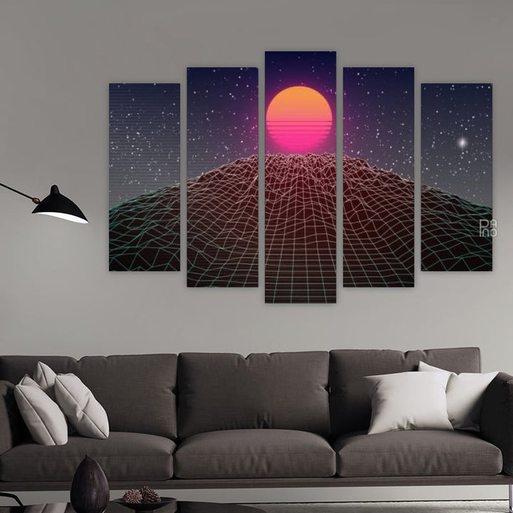 Sun and dark starry sky