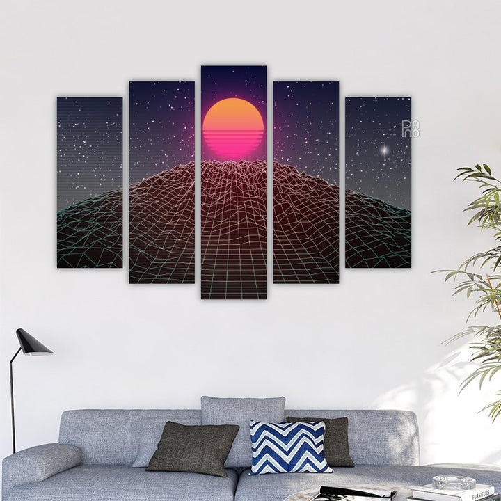 Sun and dark starry sky