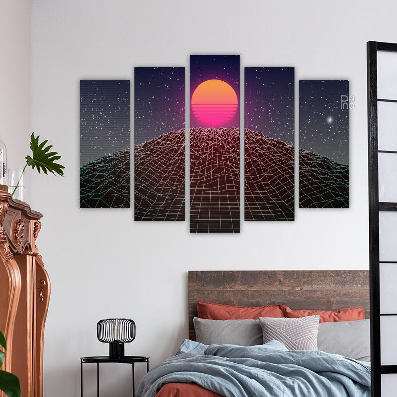 Sun and dark starry sky