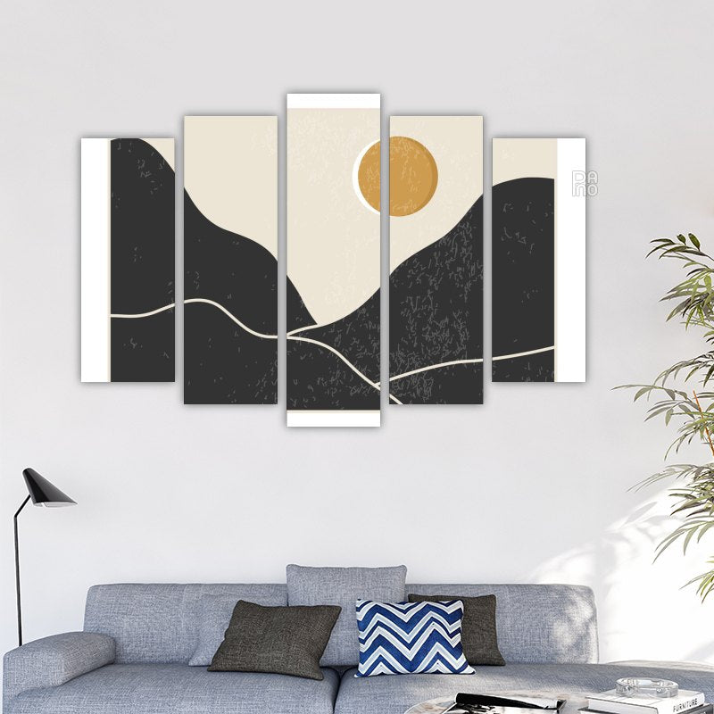 Abstract collage of mountain and sunset