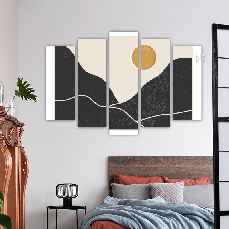 Abstract collage of mountain and sunset