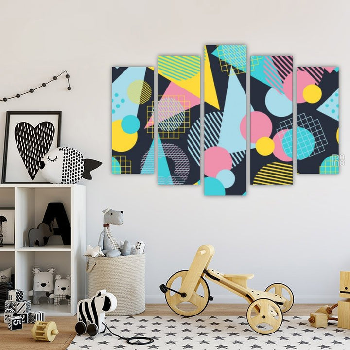 Geometriai formák modern elvontságban, kontrasztos színekkel és tiszta vonalakkal – falidísz kemény alapra