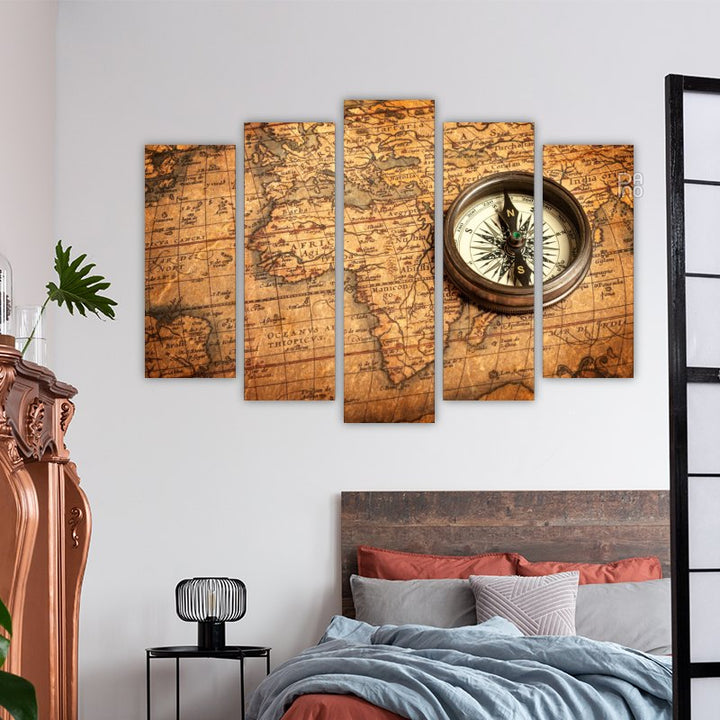 Compass and ancient map
