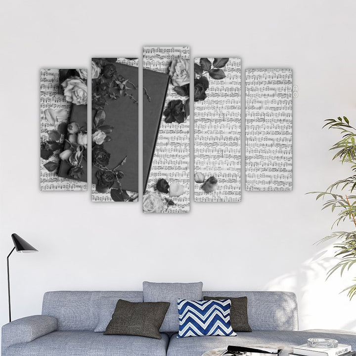 Roses and book in the background
