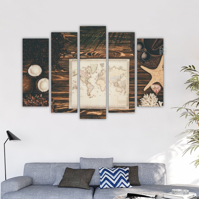 Retro map on wooden surface
