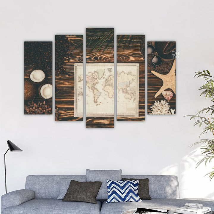 Retro map on wooden surface