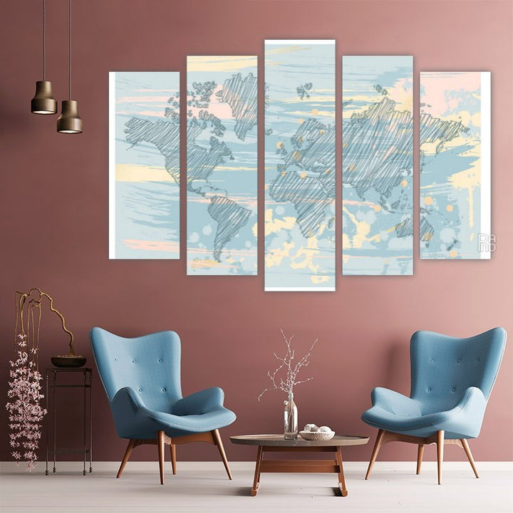 World map in blue