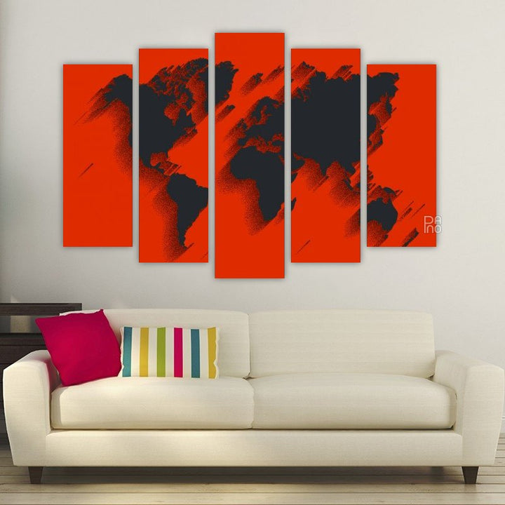 World map in black and red