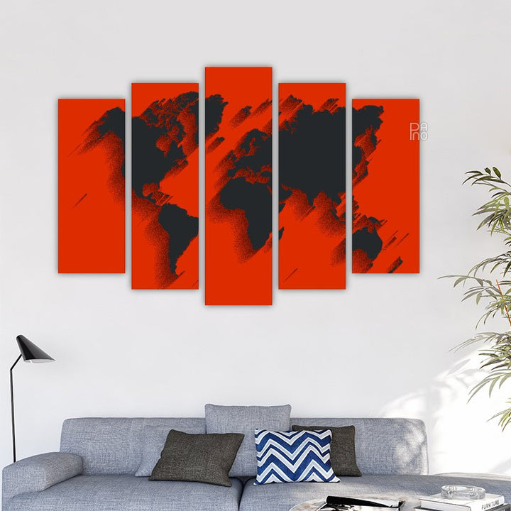 World map in black and red