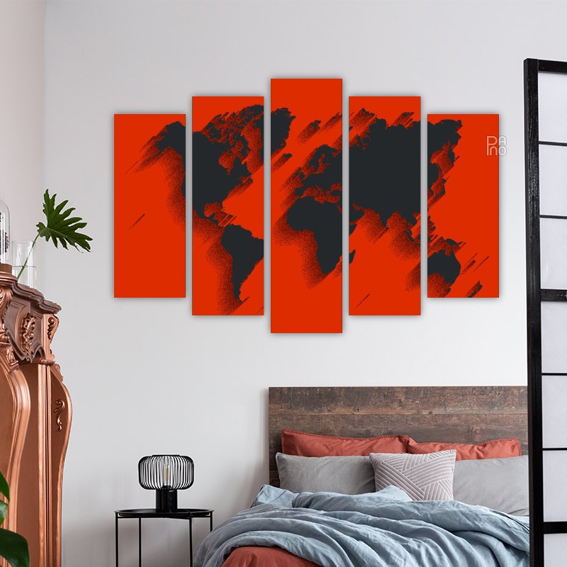 World map in black and red