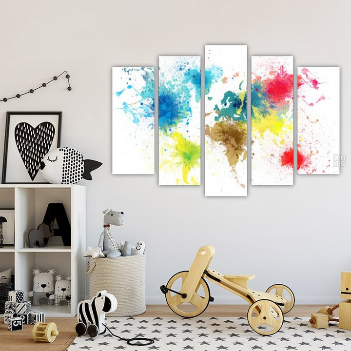 World map with paint splashes
