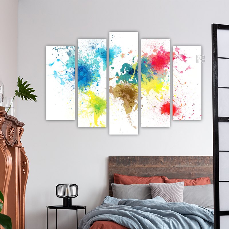World map with paint splashes
