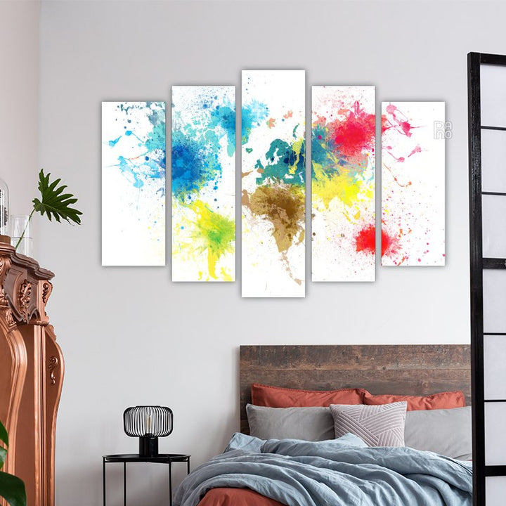 World map with paint splashes