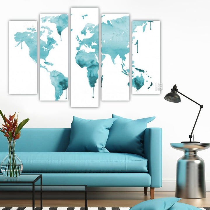 World map in aquamarine