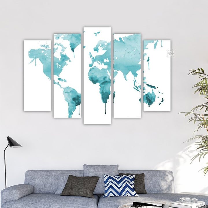 World map in aquamarine