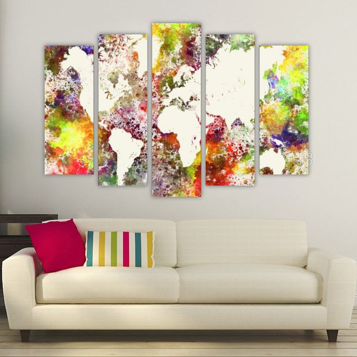 World map on an abstract watercolor background