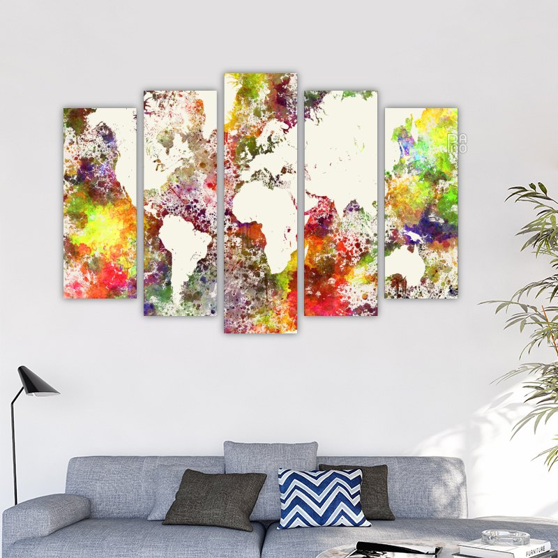 World map on an abstract watercolor background