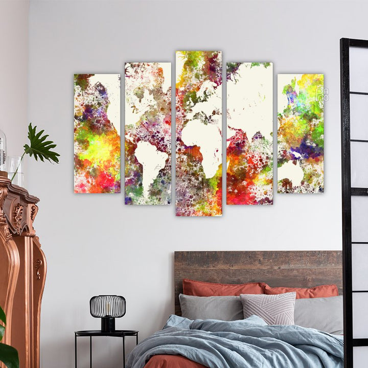 World map on an abstract watercolor background
