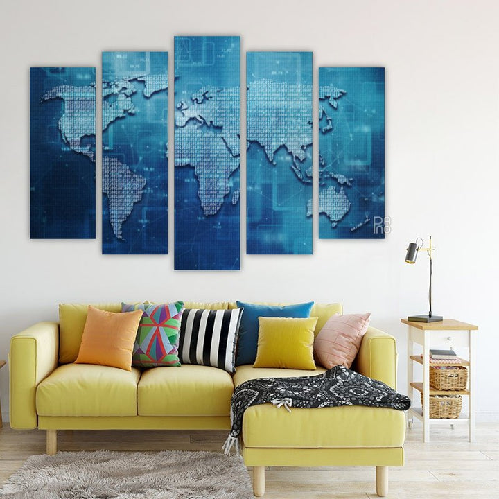 World map made of binary numbers