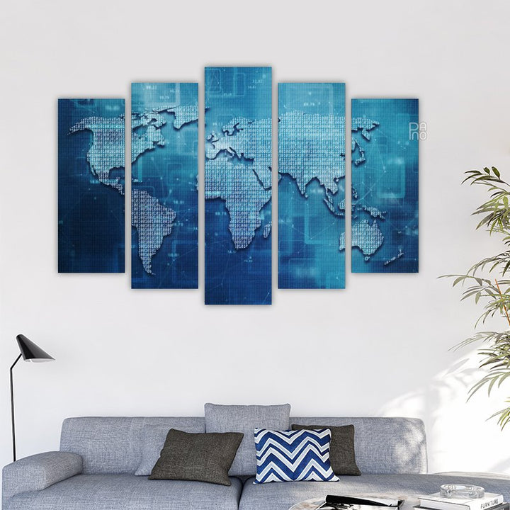 World map made of binary numbers
