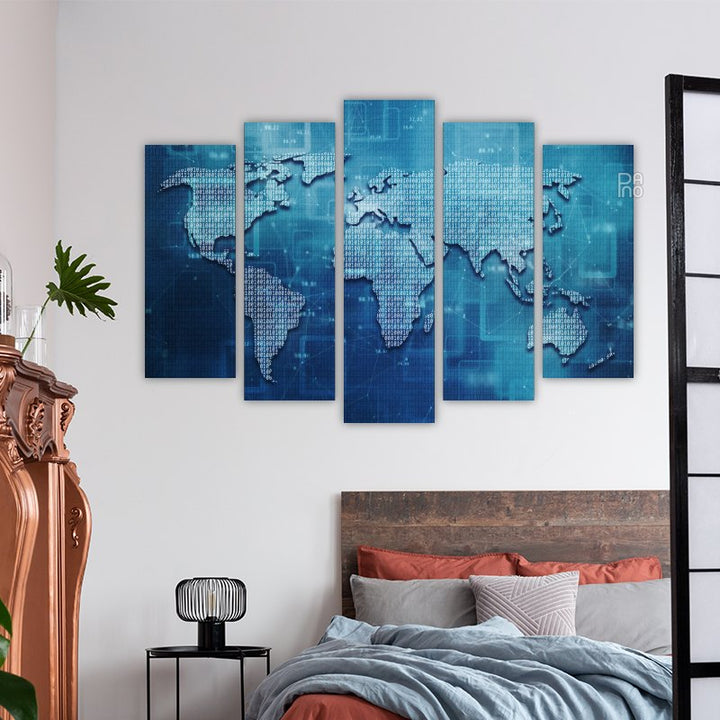 World map made of binary numbers