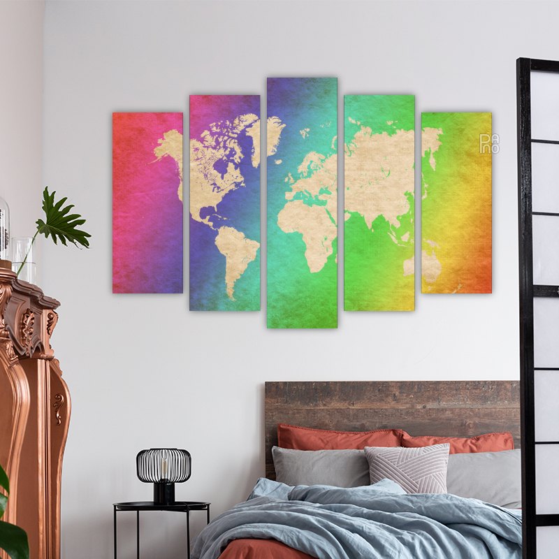 World map on a colorful background