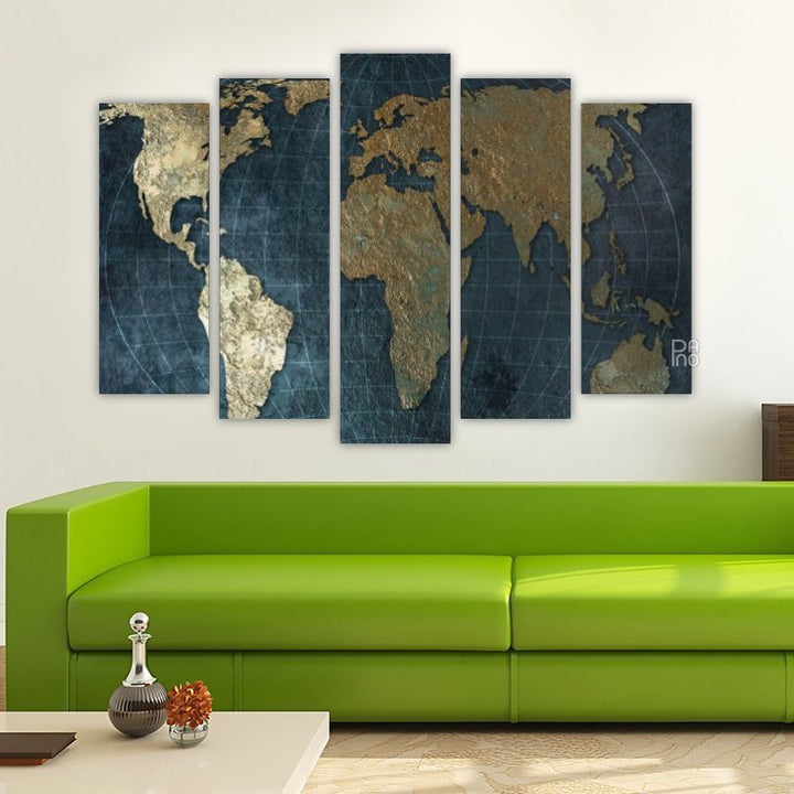 World map with gold elements