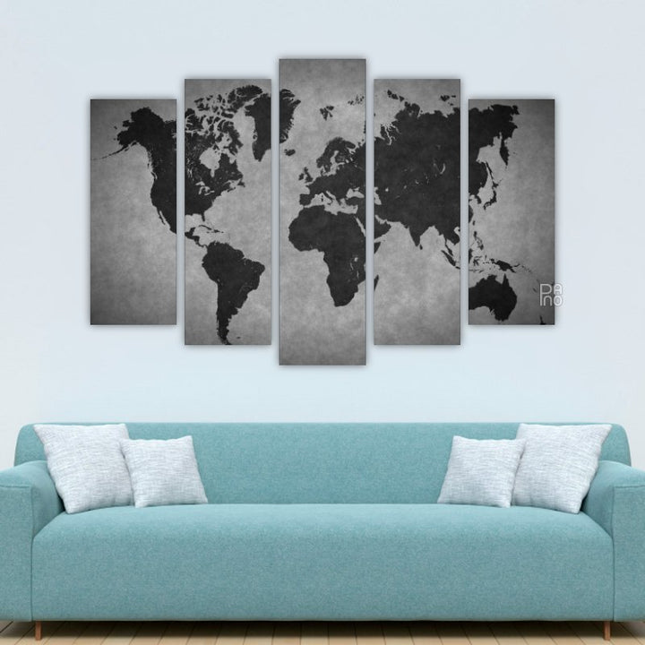 World map on a gray background