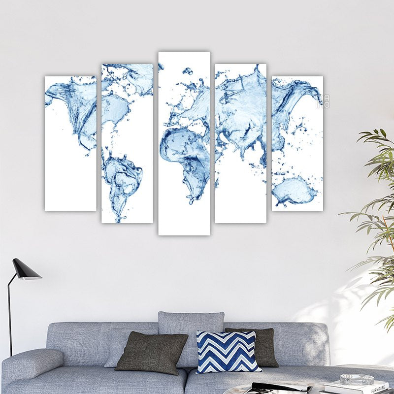 World map made of water splashes