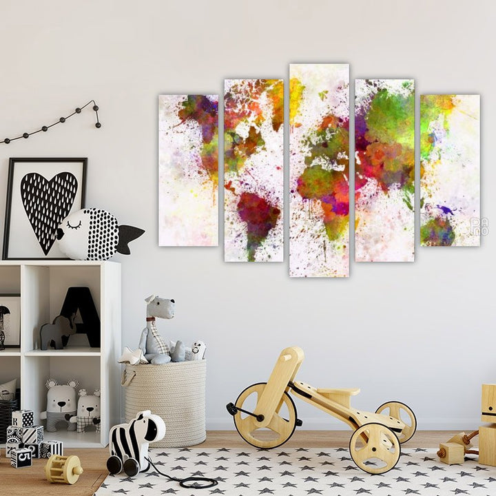 Bunte Weltkarte in Aquarell
