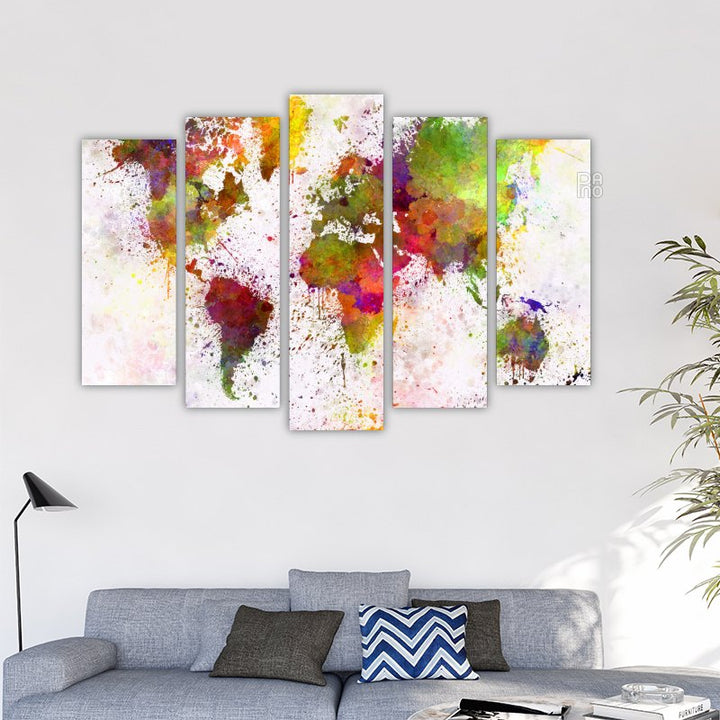 Bunte Weltkarte in Aquarell