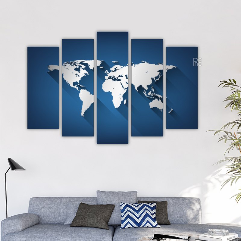 World Map with Light and Shadow