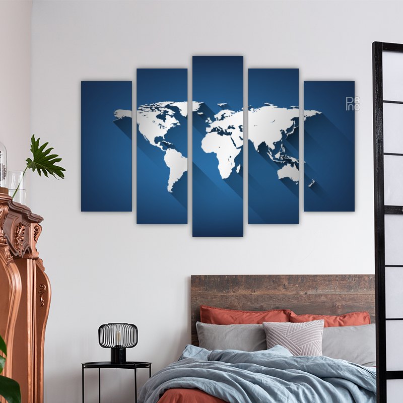 World Map with Light and Shadow
