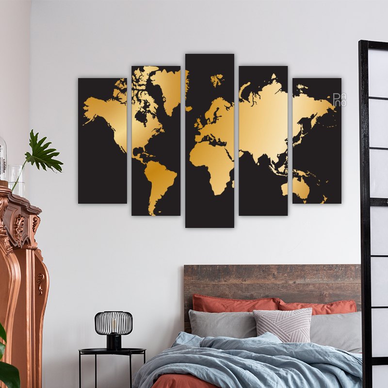 Goldene Weltkarte