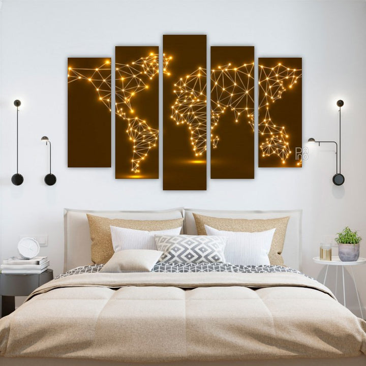 Abstract World Map with Glowing Dots