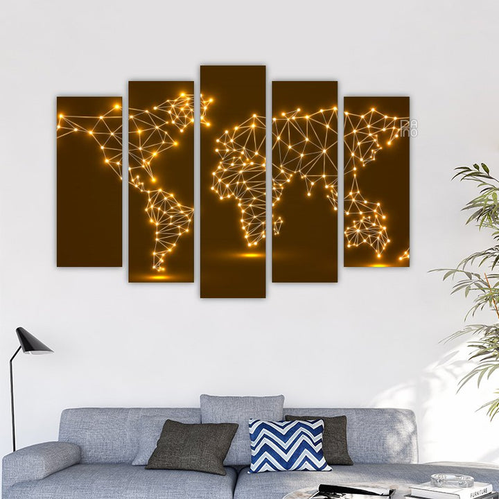 Abstract World Map with Glowing Dots