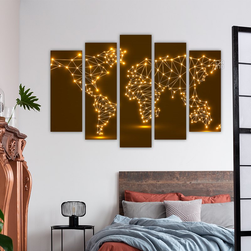 Abstract World Map with Glowing Dots