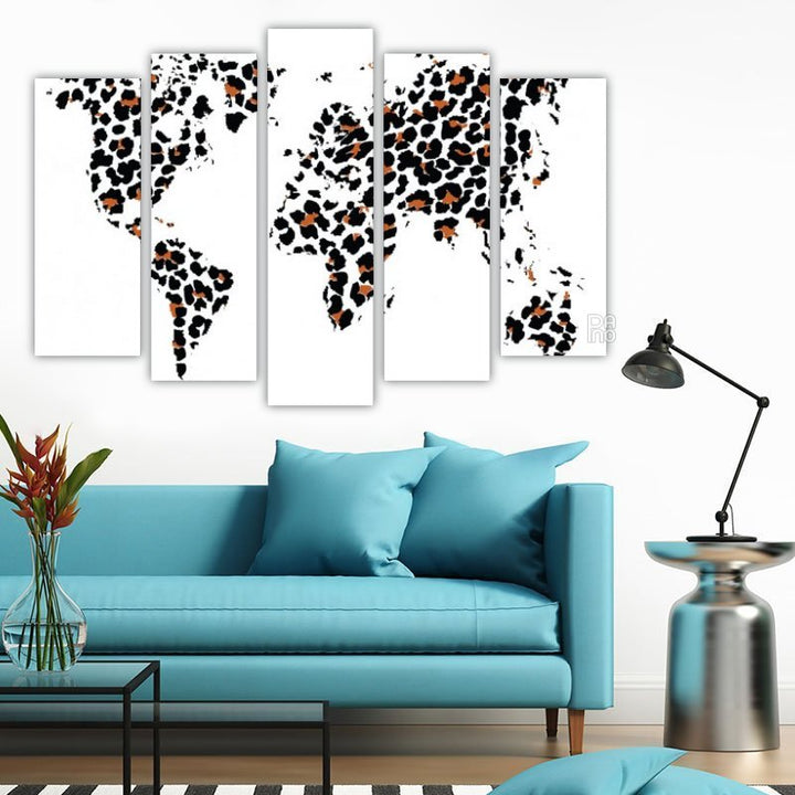 World Map with Animal Print Design