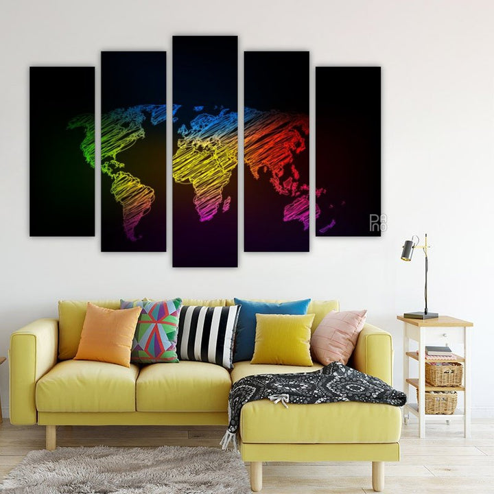 Bunte Skizze der Weltkarte